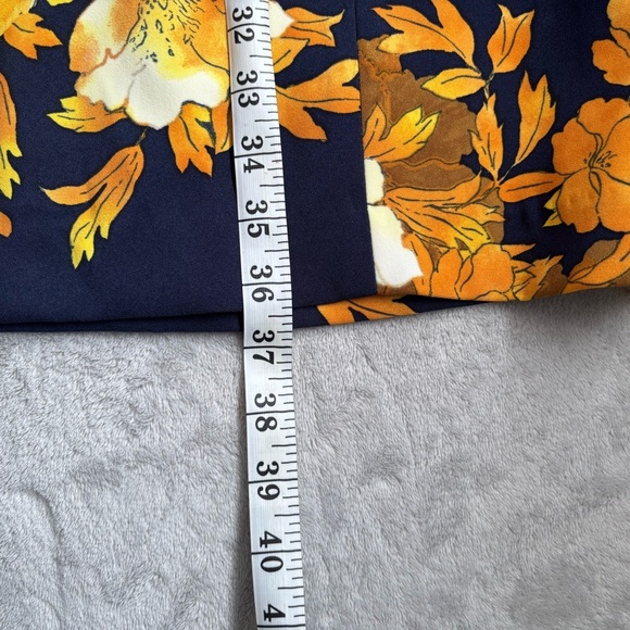 Christopher & Banks Dress Womens 12 Autumn Floral Blue Yellow Work Office Church - Picture 15 of 16